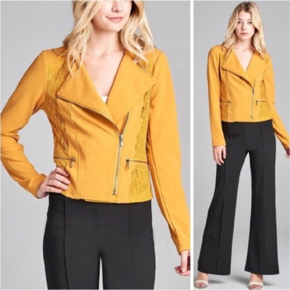 Active Basic Lace Inset Moto Jacket